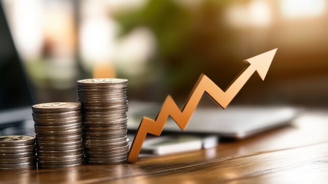 [Financial growth visual metaphor with growing capital] Monetary Success Metaphor: Wealth Accumulation and Business Growth