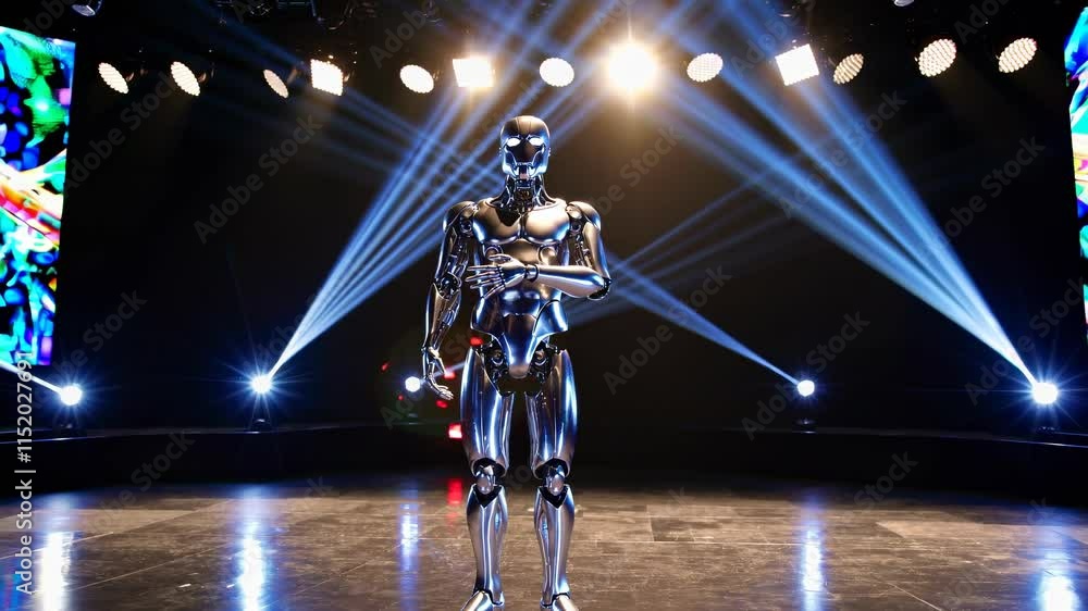 Fototapete robot performance captivates audience with stunning light display and technology showcase in enterta