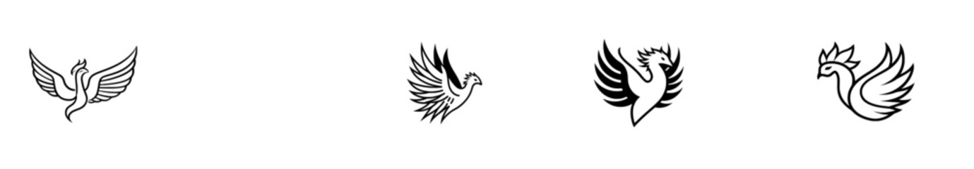 A contemporary red and white phoenix logo design on a matching background, featuring a modern illustration style.
