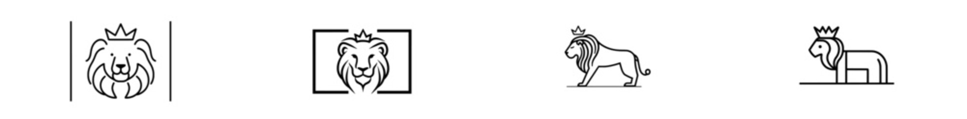 The majestic lion king crown symbol, featuring an elegant black and gold Leo animal logotype, serves as a premium luxury brand identity icon, perfect for a modern illustration design template.