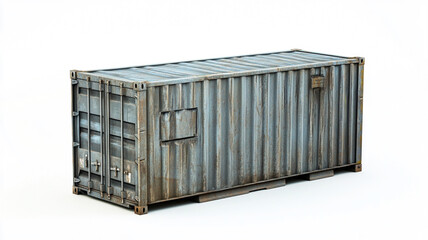 A white shipping container isolated on a white background