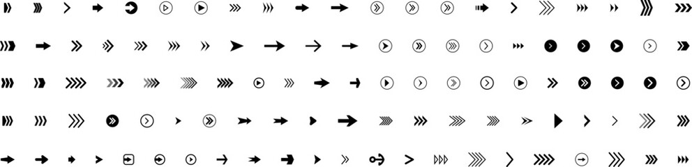 Arrow icon . Mega set of vector arrows. Sideways set. Design elements for your web, app, presentations, etc. Striped direction. Vector illustration.