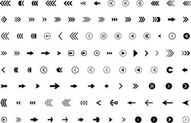 Arrow icon . Mega set of vector arrows. Sideways set. Design elements for your web, app, presentations, etc. Striped direction. Vector illustration.