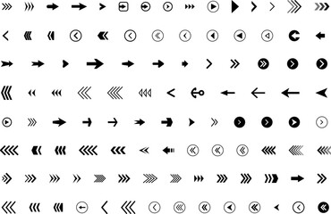 Arrow icon . Mega set of vector arrows. Sideways set. Design elements for your web, app, presentations, etc. Striped direction. Vector illustration.