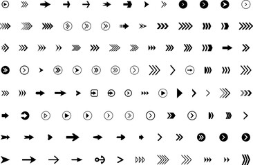 Arrow icon . Mega set of vector arrows. Sideways set. Design elements for your web, app, presentations, etc. Striped direction. Vector illustration.