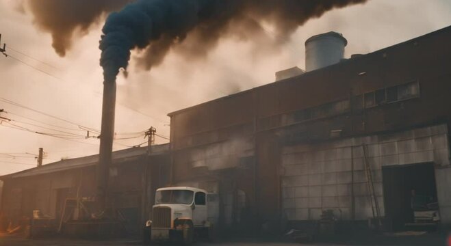 factory emitting very thick smoke