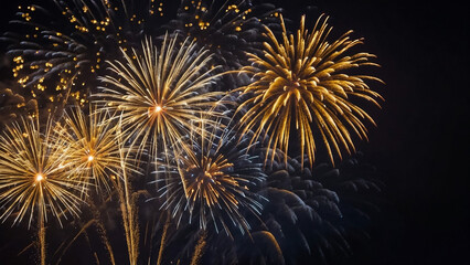 Naklejka premium Fireworks over the lake