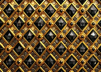 Black Diamond Golden Pattern Background - Abstract Art