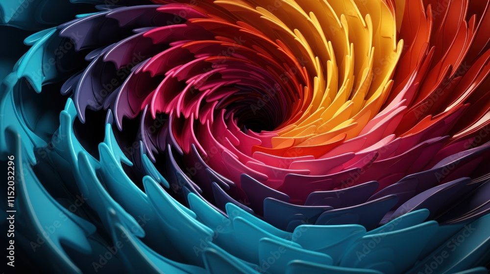 Poster abstract colorful vortex: a swirling symphony of vibrant hues and dynamic forms. digital art showcas