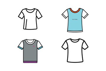 T-Shirt Icon in Black and Line Drawing Style.
