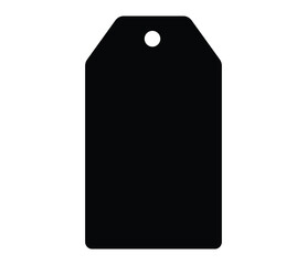 Black tag, simple shape, minimalist design, solid color, rectangular form, hanging label, merchandise tag, plain background, stark contrast, monochrome, geometric silhouette, retail element, product i
