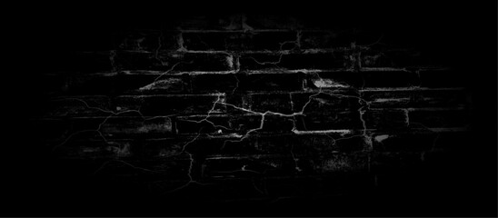 Perfect black brick wall as background or wallpaper or texture. Abstract black brick wall background  damaged rusty crack and scratch wall texture design.