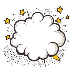 A cloud shape comic style speech bubble with stars and a white background.
