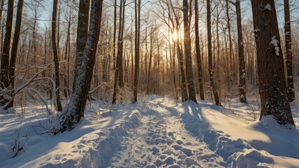 Obraz premium Magic of the winter sunset: snowy landscapes, mountains, forests, frozen lakes, and cozy cabins — a fairytale of nature in every moment.