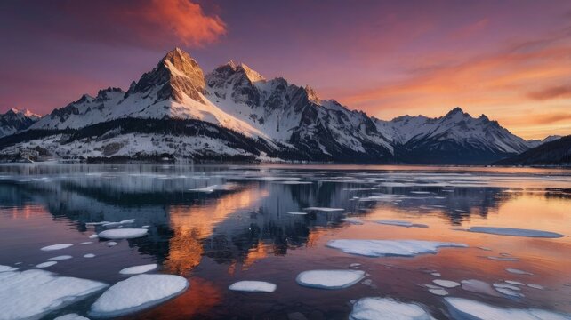 Magic of the winter sunset: snowy landscapes, mountains, forests, frozen lakes, and cozy cabins &mdash; a fairytale of nature in every moment.