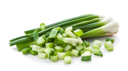 Chopped Spring onion isolated in white background
