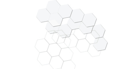 Abstract technology white geometric hexagon on transparent concept design honeycomb shape vector 