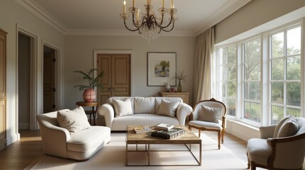 Fototapeta premium Modern glamour country house interior design and home decor, decoration accessories and furniture, English countryside style ideas 
