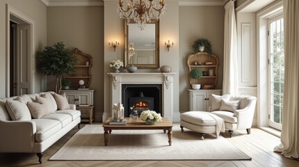 Modern glamour country house interior design and home decor, decoration accessories and furniture, English countryside style ideas 