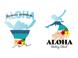 ハワイのイラスト © YUMI TAKAKI