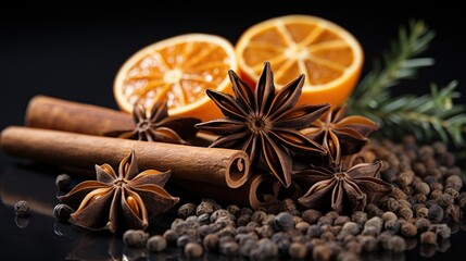 Aromatic Winter Spices: Star Anise, Cinnamon, and Peppercorns