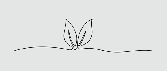 Growing Sprout One Line Art Hand Drawn Vector Illustration