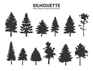 Obraz premium Silhouette Pines – Vector Trees Collection