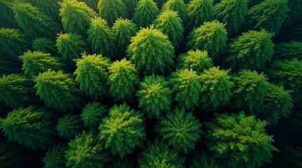 Aerial View of Dense and Lush Forest Canopy with Vibrant Green Foliage : Generative AI 