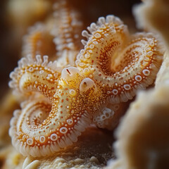 Fascinating Close-Up of a Colorful Octopus Camouflaging in Coral, Showcasing Intricate Textures and Unique Patterns in the Underwater Habitat