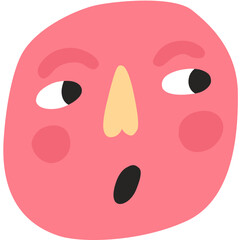 Whimsical Pink Face Illustration