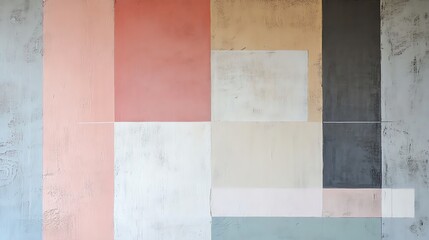 Fototapeta premium A modern abstract wall design featuring soft colors and geometric shapes, perfect for creating a calming atmosphere.