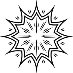 Obraz premium Simple Line Art Silhouette of a Firework in Bold Black, Isolated on a Clean White Background