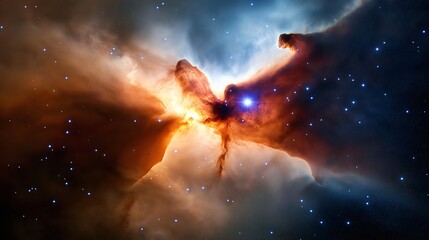 Fototapeta premium Stunning HDRI Space Background Featuring Nebula with Cosmic Colors and Celestial Bodies, Ideal for Science Fiction Themes and Astronomical Illustrations