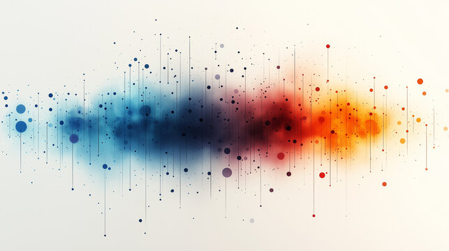 Scatterplot with gradient dots, intensity rising as the color shifts from blue to red, isolated on white.