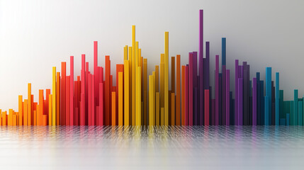 Vertical column chart with tapered edges, standing tall on a white background for a sleek effect.