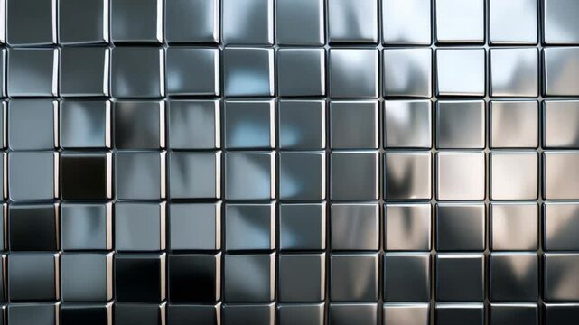 Movement along the silver tiles. Slow motion abstract background.	