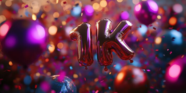Celebratory 1k milestone event festive atmosphere digital celebration colorful background joyful vibe