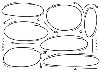 Fototapeta premium Hand-drawn doodle circles, arrows ,star and shapes.Vector Illustration