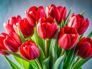 Fototapeta premium Red Tulip Bouquet - Detailed Close-up Photography