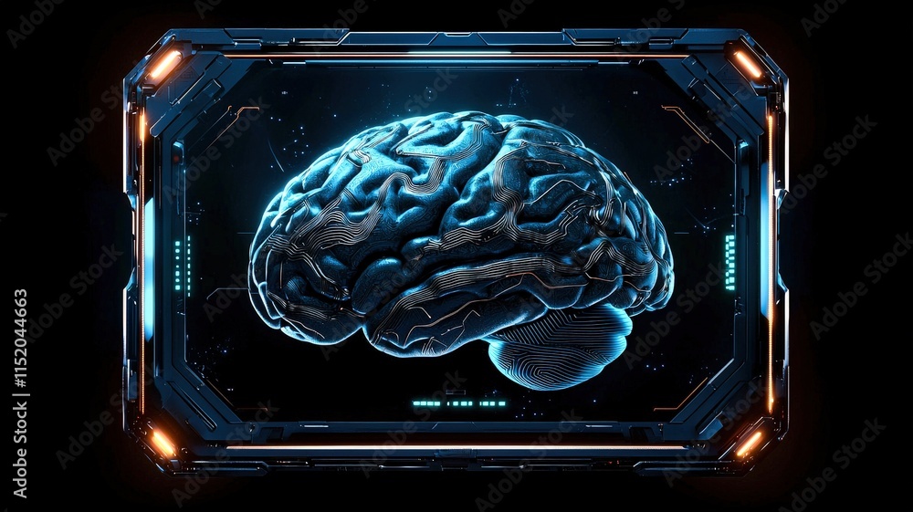 Poster a futuristic digital representation of a brain, showcasing intricate neural connections in a glowing