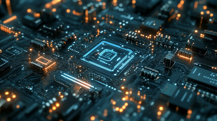 Fototapeta premium Cloud technology Inside there are technology circuits with interesting elements. Refers to cloud technology that can be used to store data via the Internet and share data with others.