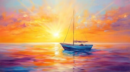 Sunrise Serenity Sailboat Seascape
