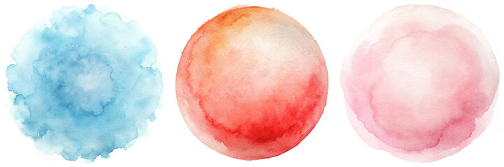 Gentle watercolor circles in cool tones evoke tranquility and artistic elegance.