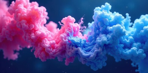 Swirling blue and pink smoke, vibrant, abstract, visual, dramatic