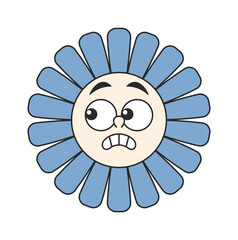 Scared daisy flower groovy character