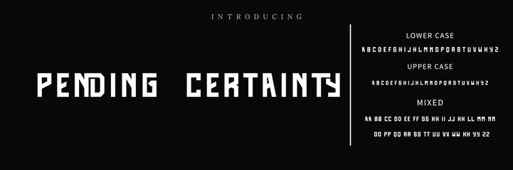 Obraz premium Craft vintage typeface design. Graphic display alphabet. Fantasy type letters. Latin characters, numbers. Vector illustration. Old badge, label, logo template.