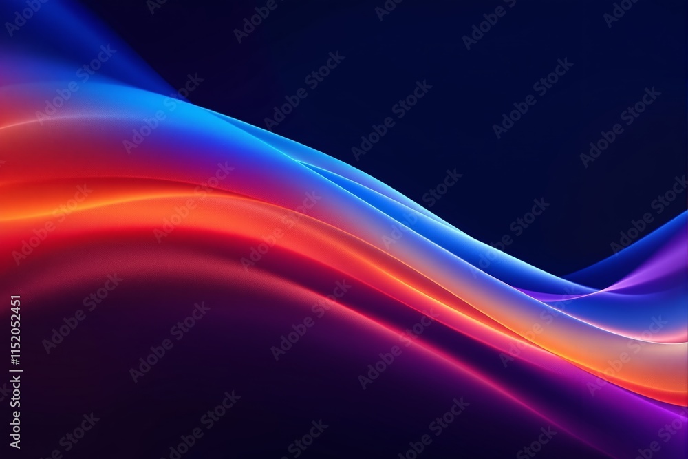 Poster Abstract colorful flowing waves with vibrant gradients on dark background.