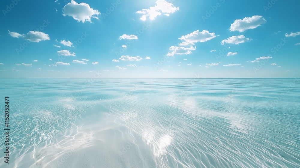 Poster tranquil azure sea with gentle waves and soft clouds