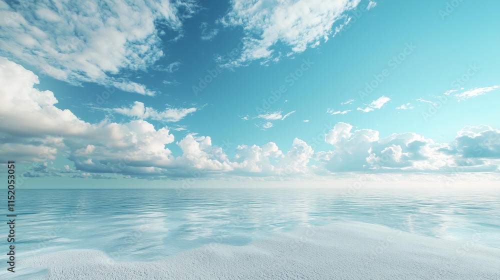 Poster Serene Ocean View with Soft Clouds and Clear Sky