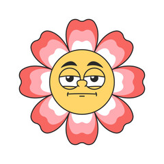 Suspicious daisy flower groovy emoticon